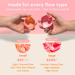 Menstruatiedisc | Herbruikbaar | Trekring | Oranje & Rood | S & L (2 stuks)