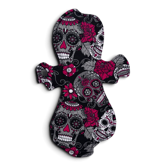 Maandverband | Medium | Tricot | Halloween | Spook grey skulls